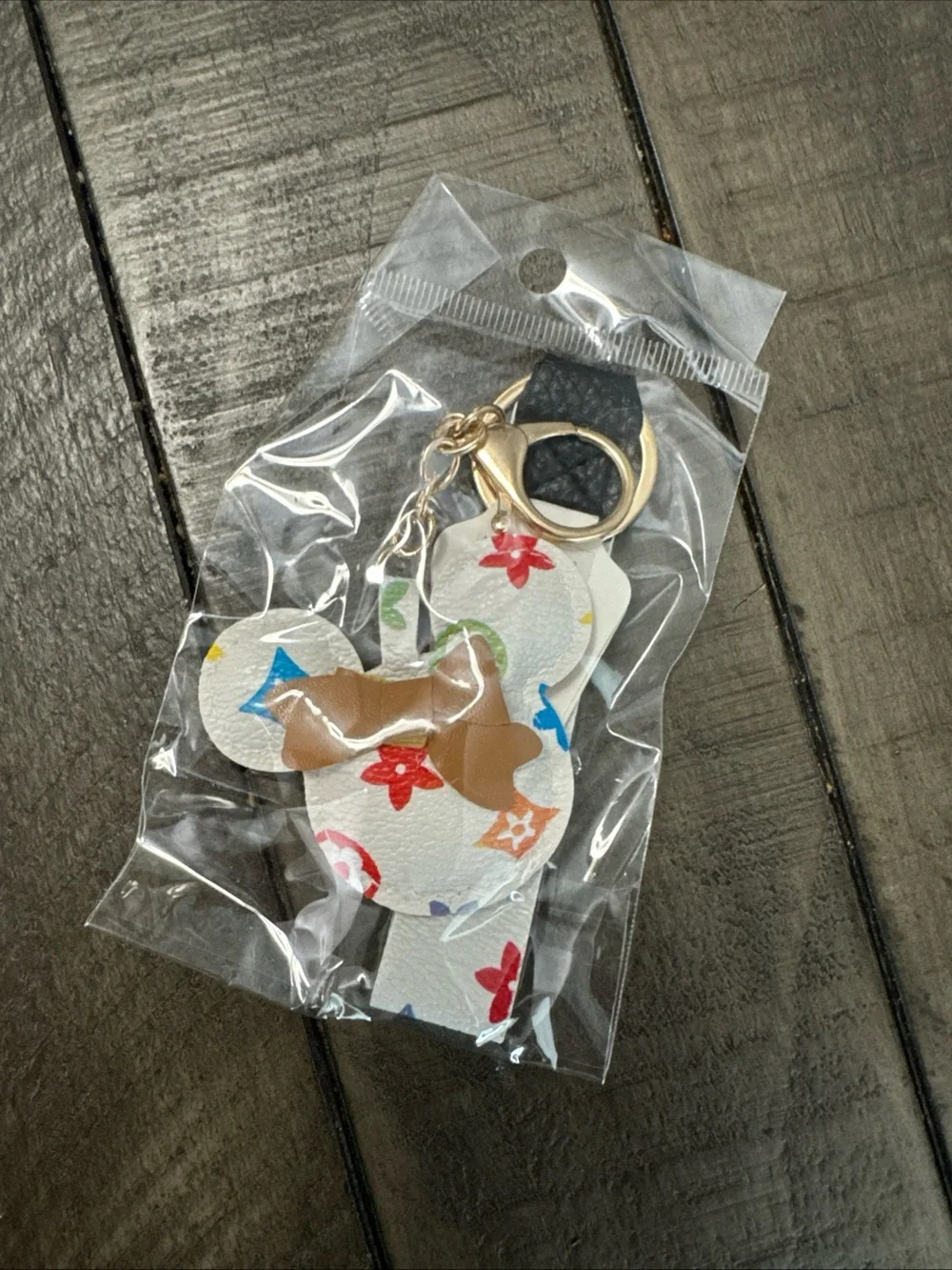 Luxury Purse Design Inspired Mickey Mouse Keychain in White/Multi & Brown/Multi